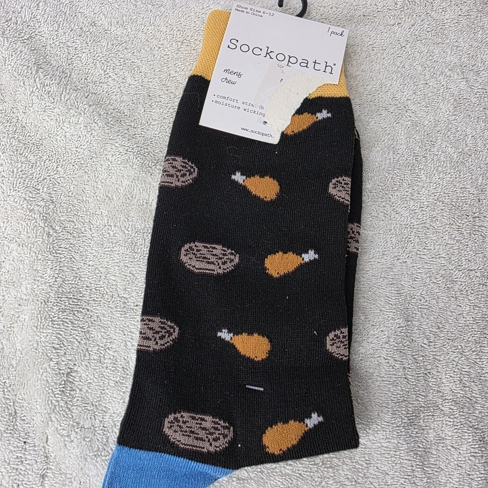Sockopath Men's Socks Lot - 3 Pairs Chicken Wing Martini Black Fun Gift SZ 6-12